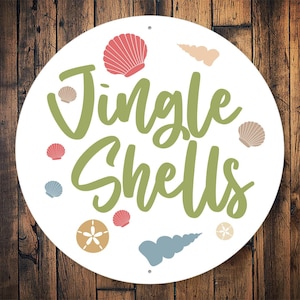 Jingle Shells Sign, Jingle Bells Sign, Custom Christmas Decor, Decor For Christmas, Beach Home, Custom Porch Sign, Porch On The Beach, Sign