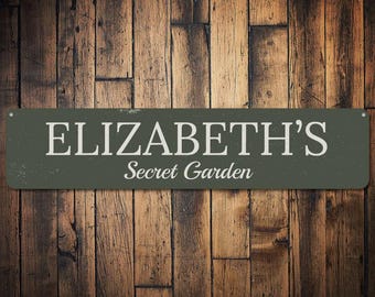 Secret Garden Sign, Personalized Garden Owner Name Gift, Custom Flower Plant Lover Backyard Patio Metal Decor, Garden - Quality Aluminum