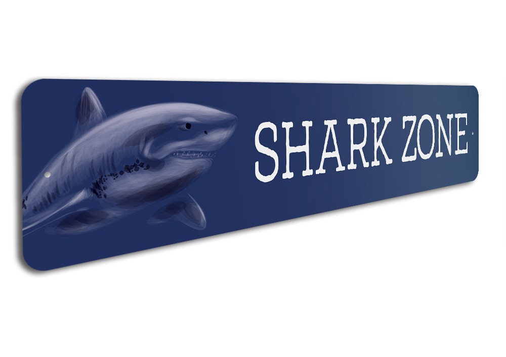 Shark Zone Sign Kid Shark Sign Shark Zone Shark Beach Etsy