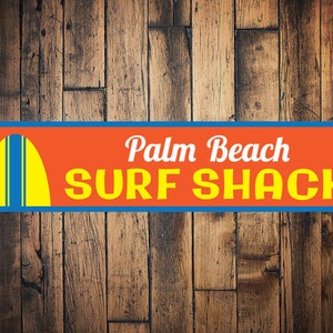 Surfboard Surf Shack Sign, Personalized Kid Name Bedroom Sign, Custom Child Room Decor, Beach Lover Kid Gift - Quality Aluminum Surf Shack