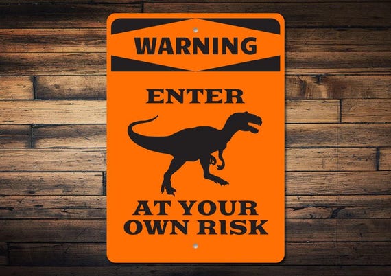 Dino Lover Sign, Dinosaur Gift, Dino Room Decor, Warning Dino Sign, Dino Room Sign, Dinosaur Decor, Dino Gift, Quality Metal Decorations