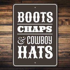 Boots Chaps And Hats, Cowboy Decor, Cowboy Hat, Boot Store, Cowboy Life, Decor For Barn, Country House, Cowboys, Farm Land, Quality Aluminum