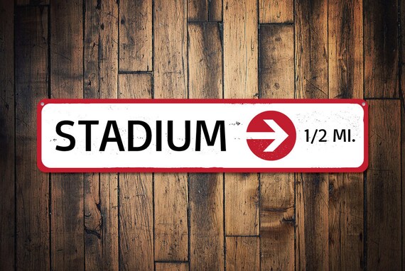 Stadium Sign Personalized Directional Arrow Mileage Metal Wall Decor Aluminum