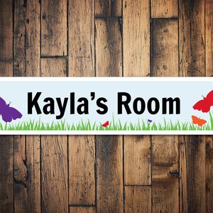 Butterfly Room Sign, Custom Butterfly Lover Sign, Personalized Girls Children Kid Room Sign, Nature Lover Sign - Quality Aluminum Room Decor