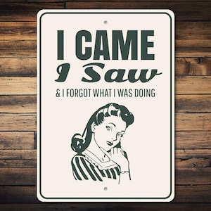 I Came I Saw Sign, Always Forgetting, Short Memory Decor, Metal Room Decor, Office Funny Gift Decor, Room Decor, Metal Sign, Quality Metal