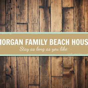 Family Beach House Sign, Personalized Family Name Sign, Stay As Long As You Like Metal Beach House Decor, Family Beach  - Quality Aluminum