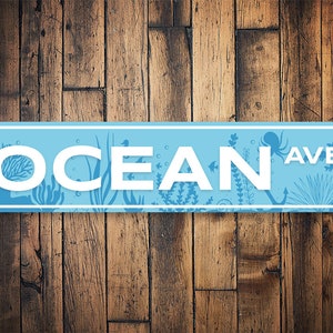 Ocean Avenue Sign, Custom Ocean Sign, Ocean Street Sign, Home Decor, Personalized Sign, Ocean Gift, Beach House Sign, Ocean Metal Sign