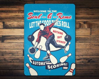 Znak Retro Bowlarama, Niestandardowy znak do kręgli, Dekoracje do kręgli w stylu retro, Prezent do kręgli w stylu vintage, Pomysły na fajne prezenty do kręgli, Prezent dla kręglarza, Kręgle