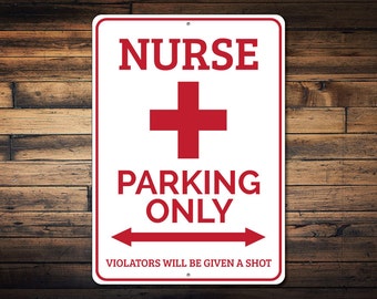 Nurse Parking Sign, Gift for Nurse, Nursing Cross Decor, Nurse Appreciation Gift, Red Cross Metal Sign - Quality Aluminum Nurse Decorations