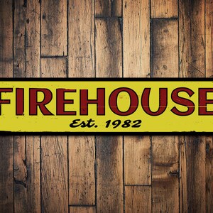 Firehouse Established Date Sign, Personalized Firefighter Sign, Firehouse Decor, Fire Station Est Date Decor - Quality Aluminum Fire Houses