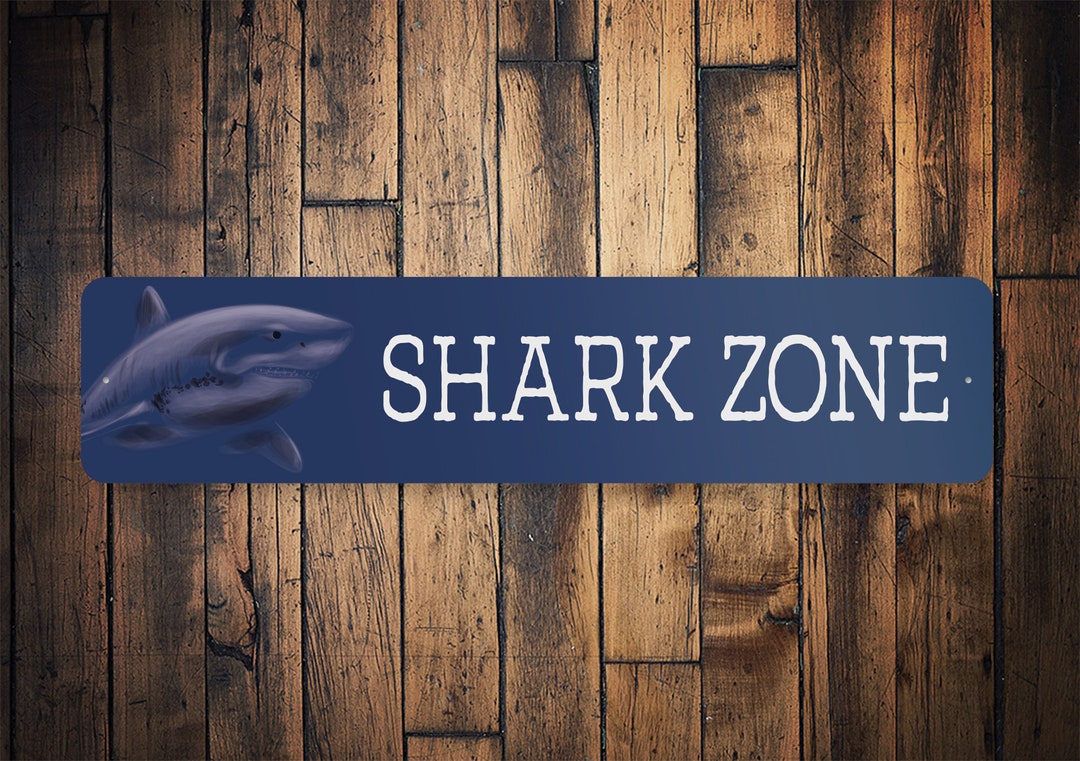 Shark Zone Sign Kid Shark Sign Shark Zone Shark Beach Etsy