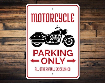 Motorrad-Parkschild, Motorrad-Schild, Motorrad-Geschenk für Biker, Motorrad-Dekor, Geschenk für Motorradfahrer, Motorrad - aus hochwertigem Aluminium