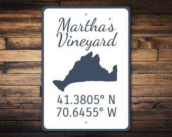 Martha's Vineyard Sign, Cord Vineyard Decor, Island Decor, Vineyard Sign, Custom Signs, Island House Decor, Sign, Quality Metal State Sign