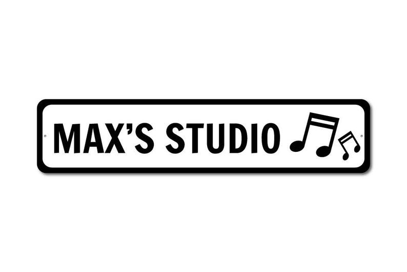 Studio Custom Sign, Music Lover Gift, Studio Sign, Music Room Decor, Custom Music Sign, Studio Rooms, Music Note Decor Quality Aluminum image 3