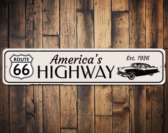 Est 1926 Amerikas Landstraße Route 66 Schild, personalisierte historische US Straßenname & Nummer Auto Metall Mann Höhle Dekor - Qualität Aluminium Auto Dekor