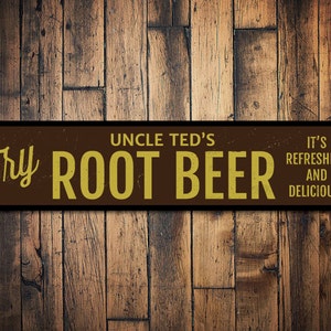 Try Root Beer Sign, Personalized Refreshing & Delicious Brewer Name Sign, Custom Pop Soda Lover Kitchen Decor - Quality Aluminum Soda Signs