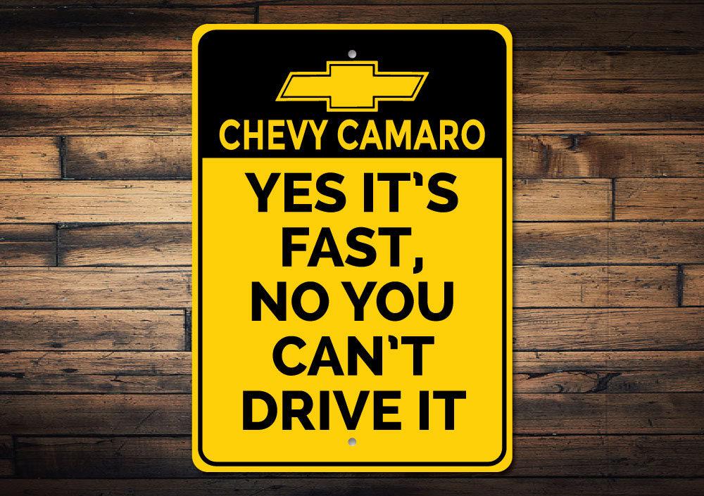 Fast Car Sign, Chevy Camaro Sign, Chevy Logo Sign, Camaro Lover Gift, Camaro Owner Gift, Dad Car Decor - Quality Aluminum Sign For Gifts