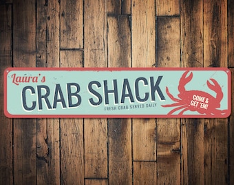 Crab Shack Sign, Personalized Come & Get Em Fresh Crab Served Daily Cook Name Gift, Custom Beach House Decor, Shack Decor - Quality Aluminum