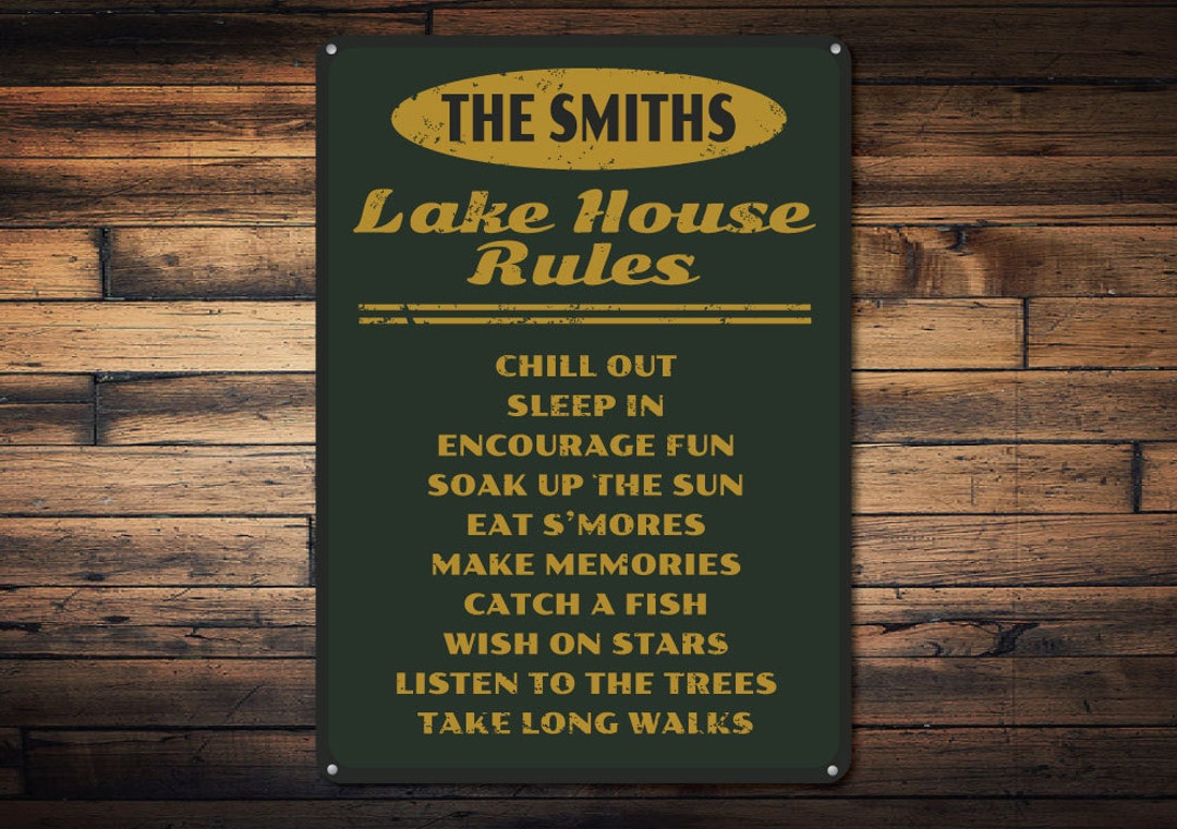 Lake House Rules Sign Personalized Lake House Sign Family Etsy