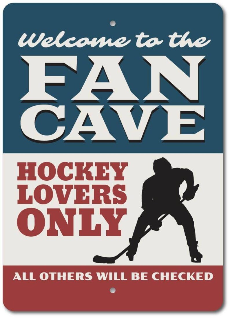Fan Cave Sign, Hockey Fan Gift, Hockey Lover Sign, Hockey Man Cave Sign, Hockey Decor, Hockey Gift, Hockey Sign, Sport Signs, Quality Metal image 2