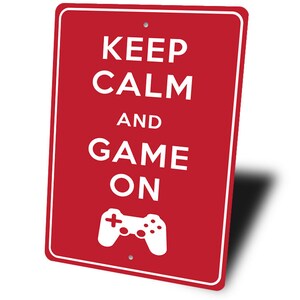 Keep Calm Game On Schild, Gaming Zimmer Dekor, Schild für Gamer, Gaming Home Decor, Gaming Decor, Gaming-Liebhaber, Keep Calm Zeichen, Qualität Metall Bild 4