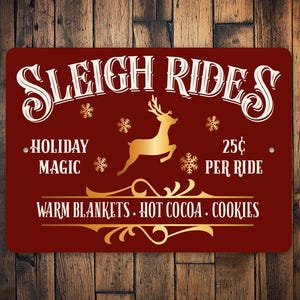 Sleigh Rides Sign, Cute Christmas Sign, Sleigh Rides, Santa&#39;s Sleigh Sign, Christmas Decor, Home Christmas Sign, Holiday Decor, Christmas
