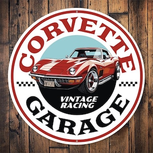 Corvette Garage Sign, Vintage Racing Decor, Corvette Lover Gift, Corvette Owner Gift, Corvette Sign, Garage Wall Decor, Quality Metal Sign