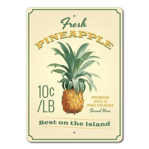 Pineapple Sign, Pineapple Decor, Fresh Fruit Sign, Pineapple Lover Gift, Fruit Kitchen Decor, Pineapple Gift, Quality Metal Fruit Decoration image 3