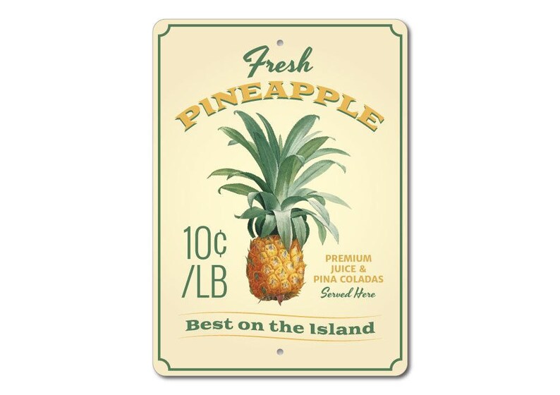 Pineapple Sign, Pineapple Decor, Fresh Fruit Sign, Pineapple Lover Gift, Fruit Kitchen Decor, Pineapple Gift, Quality Metal Fruit Decoration image 3