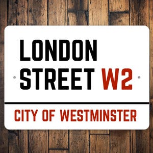 Letrero de calle de Londres, Letrero de Londres personalizado, Letrero de calle del Reino Unido, Letrero del Reino Unido, Decoración de letreros de calle, Decoración de letreros personalizados, Letrero con nombre de calle personalizado