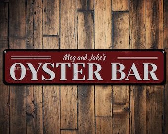 Oyster Bar Sign, Personalized Seafood Restaurant Name Sign, Custom Beach House Sign, Metal Beach House Decor - Quality Aluminum Bar Signs