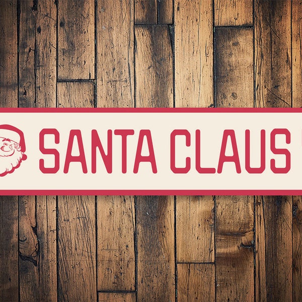 Santa Claus Lane, Weihnachtsmann Dekor, Weihnachten Weihnachtsmann, Dekor Für Nikolaus, Weihnachtsliebhaber, Weihnachtsmannschilder, Weihnachtsmann - Hochwertiges Aluminium Feiertagsschild