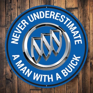 Buick Lovers, Buick, Buick Garages, Decor For Buick, Buick Car Garage, Buick Cars, Man Cave Sign, Car Lover Decor, - Metal Round Sign