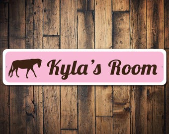 Horse Kid Sign, Kid Room Horse Sign, Custom Horse Decor, Horse Lover Gift, Horse Owner Gift, Horse Room Decor - Quality Aluminum Kids Room