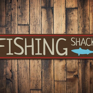 Fishing Shack Sign, Custom Beach Street Sign, Metal Fish Lover Gift, Ocean Fisherman Sign, Beach House Decor - Quality Aluminum Fishing Sign