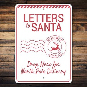 Letrero para buzón con cartas a Papá Noel, letrero de calidad del Polo Norte, letras y letreros de Papá Noel, decoración festiva para el hogar para los amantes de Papá Noel
