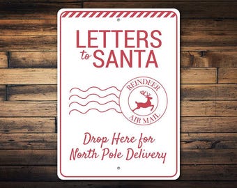 Letters to Santa Drop Box Sign, Quality North Pole Sign, Santa Letters & Signs, Festive Home Decor for Santa Lovers