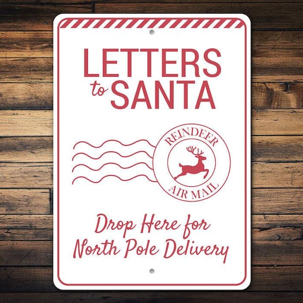 Letters to Santa Drop Box Sign, Quality North Pole Sign, Santa Letters & Signs, Festive Home Decor for Santa Lovers