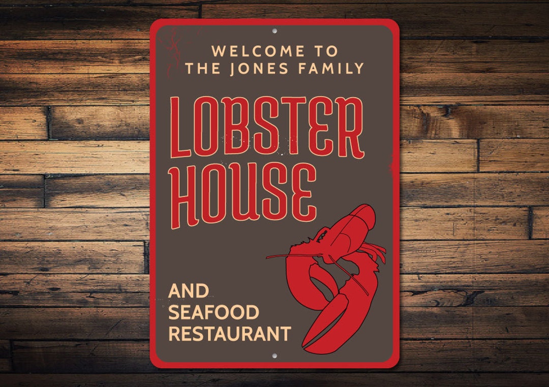 Lobster House Sign, Personalized Family Name Seafood Restaurant