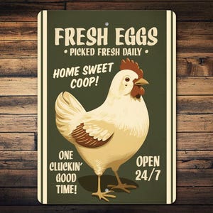 Chicken Egg Coop Sign, Chicken Coop Sign, Fresh Egg Sign, Fresh Eggs Picked Here, Egg Picking Sign, Decor For Chickens, Chicken Sign Decor