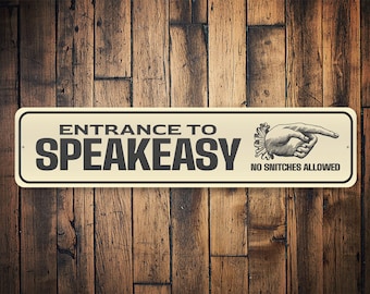 Speakeasy Entrance, Enter Bar Here, Speakeasy Decor Sign, Funny Bar Decor, Bar Sign, Home Bar Decor, Bar Wall - Quality Aluminum Decorations