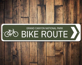Bike Route Sign, Custom Bicycle Arrow National Park Location Name Gift, Personalized Park Recreation Decor, Bike Trail - Quality Aluminum