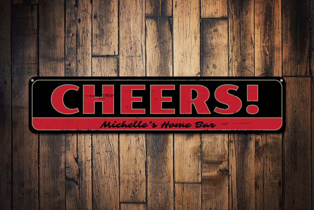 Cheers Sign, Personalized Home Bar Sign, Metal Beer Decor, Custom Bar