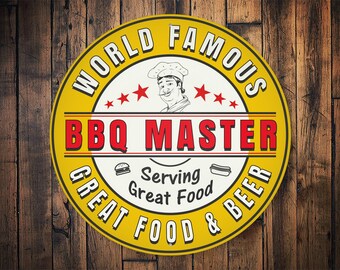 Retro BBQ Sign, BBQ Master Gift, Backyard Barbeque Sign, Grilling Expert Gift, Sign For Grilling, Outside Griller Gift, Dad Grill Gift