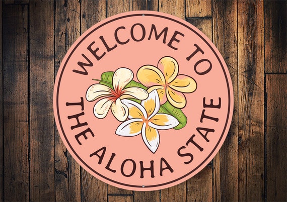 Aloha Sign for Front Door, Aloha Hawaiian Welcome Sign, Hawaiian