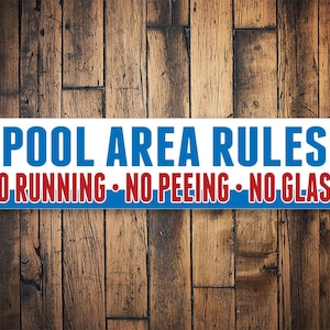 Pool Rules Sign, No Running Sign, No Peeing Sign, No Glass Sign, Pool House Rules, Retro Pool Sign, Family Owned Pool, Family Pool Sign