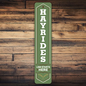 Hayrides Porch Sign, Autumn Harvest, Farmhouse Sign, Hayrides Fall Sign, Harvest Sign, Vertical Metal Sign, Holiday Hayrides