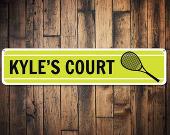 Tennis Sign, Kid Room Sign, Custom Tennis Court Sign, Tennis Player Gift, Metal Name Sign, Tennis Racquet Decor -Quality Aluminum Tennis