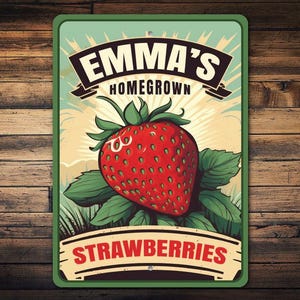 Homegrown Strawberry Sign, Strawberry Garden, Custom Garden Sign, Garden Name, Fresh Strawberry, Strawberry Sign, Garden Sign - Metal Signs