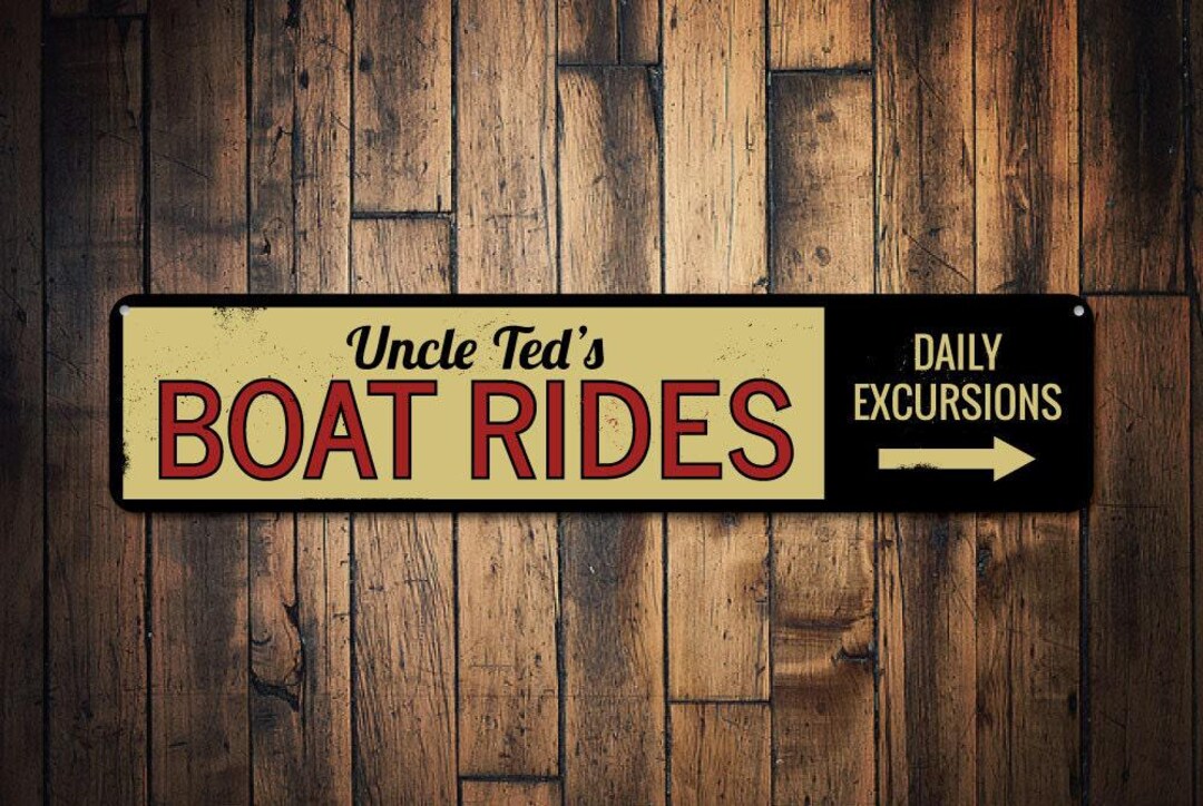 Boay Ride Sign Boat Rides Arrow Sign, Personalized Daily Excursions This Way Sign ...